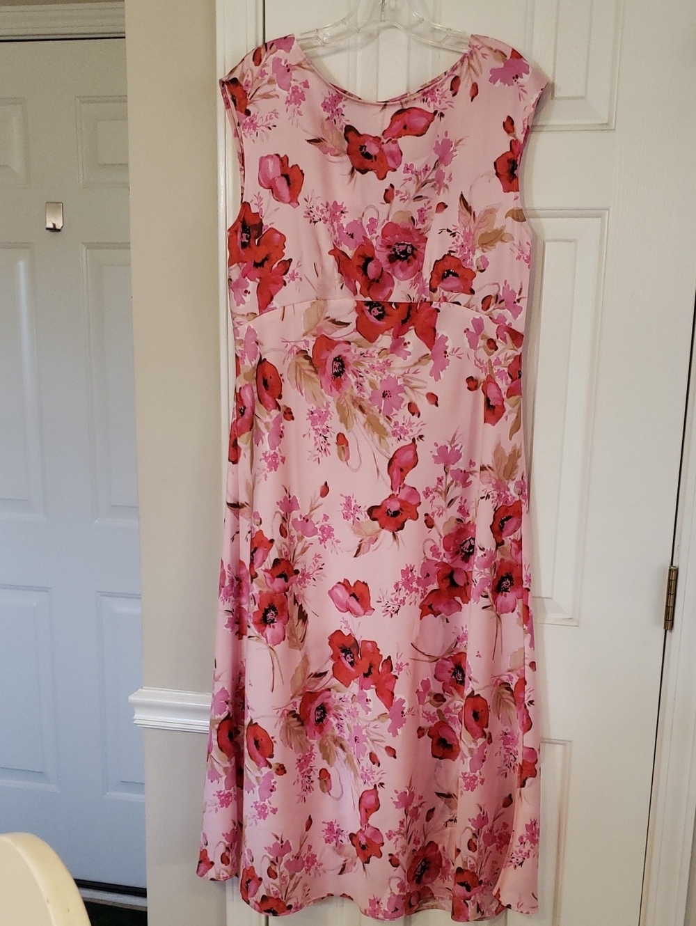 Talbots Pink Floral Maxi Dress with Red Accents